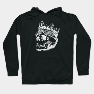 Skull King in Crown White on Black Hoodie